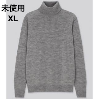 ユニクロ(UNIQLO)の未使用 XL ウール エクストラファインメリノ タートルネックセーター　グレー(ニット/セーター)