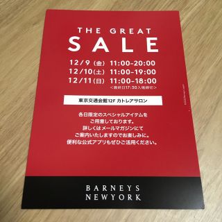 バーニーズニューヨーク(BARNEYS NEW YORK)の【非売品】バーニーズニューヨーク　セール招待券(その他)