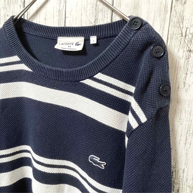 LACOSTE(ラコステ)のフランス製★LACOSTE ラコステ/セーター/ボーダー/刺繍ワニロゴ/サイズ3 メンズのトップス(ニット/セーター)の商品写真