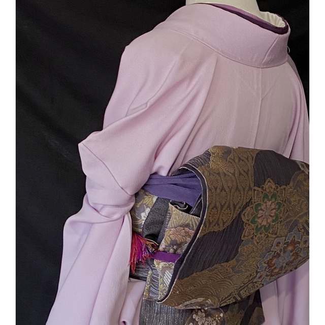 〈華門の袋帯〉SALE 紫味のグレー　軽目　未使用　花　織り出し　ラグジュアリー