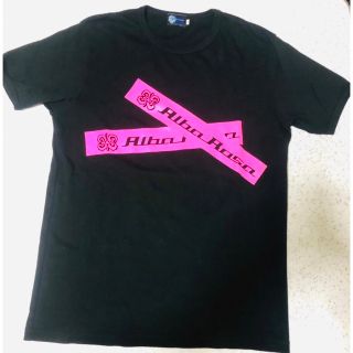 アルバローザ(ALBA ROSA)の激レアALBA ROSA(アルバローザ)マイタネ ロゴTシャツ 黒×ピンク(Tシャツ/カットソー(半袖/袖なし))