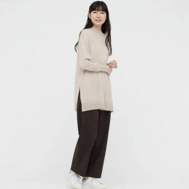 UNIQLO(ユニクロ)のUNIQLO エクストラファインメリのブレンドモックネックチュニック　美品 レディースのトップス(ニット/セーター)の商品写真