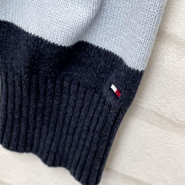 TOMMY HILFIGER(トミーヒルフィガー)の【良デザイン】トミーヒルフィガー 太ボーダー ロゴ刺繍 コットンニットセーター レディースのトップス(ニット/セーター)の商品写真