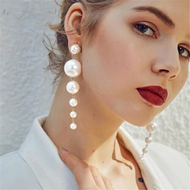 ☆大好評☆ヒット商品 大ぶり5連パールピアス ロングピアス bluke.com.br