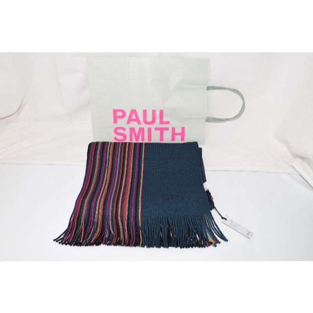 Paul Smith(ポールスミス)の新品☆Paul Smith ダブルフェイス ハーフストライプ マフラー 緑＆黒② メンズのファッション小物(マフラー)の商品写真