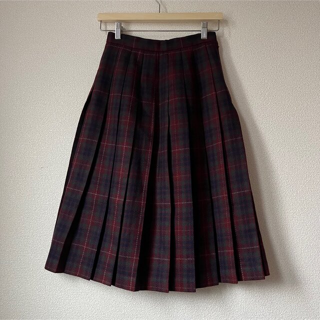 【美品】ウールチェックスカート　9号(Mサイズ) プリーツスカート