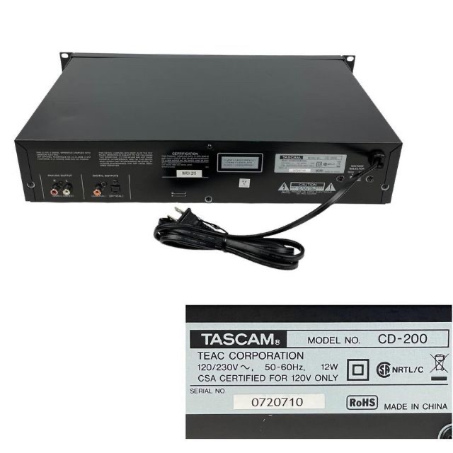 TASCAM CDプレーヤー Bluetoothレシーバー搭載 業務用 CD-200BT