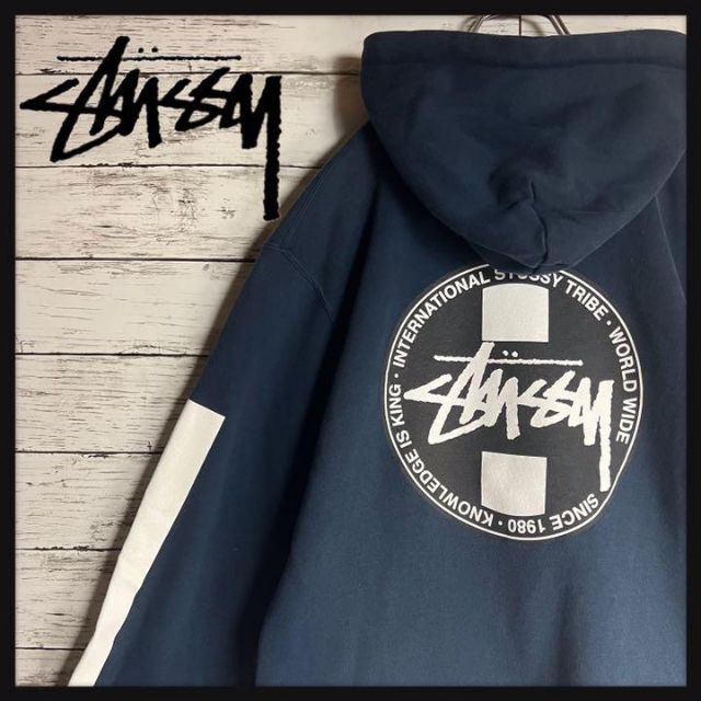 【超絶入手困難】STUSSY　ラスタバックパイルロゴ　刺繍ロゴ　ジップパーカー