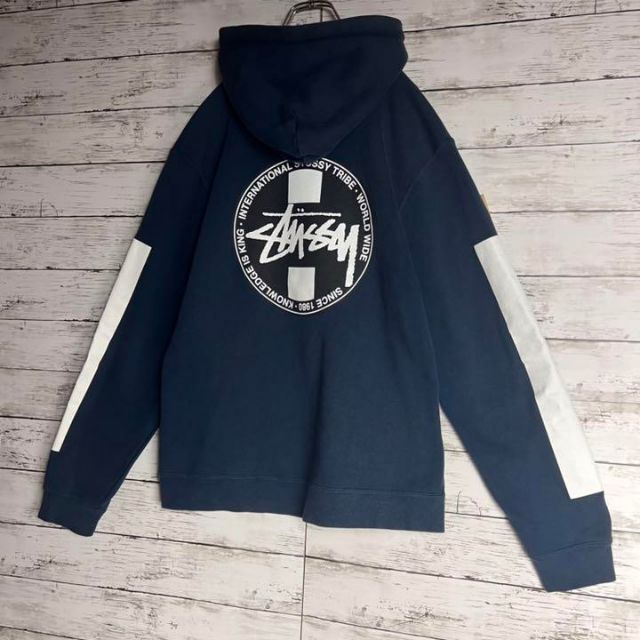 【即完売モデル】Stussy バックプリント 両面ロゴ 大人気入手困難 パーカー 3