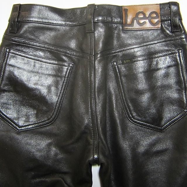 Lee - レザーパンツ バイク 本革 Lee リー メンズ 革パンツ 本皮 茶