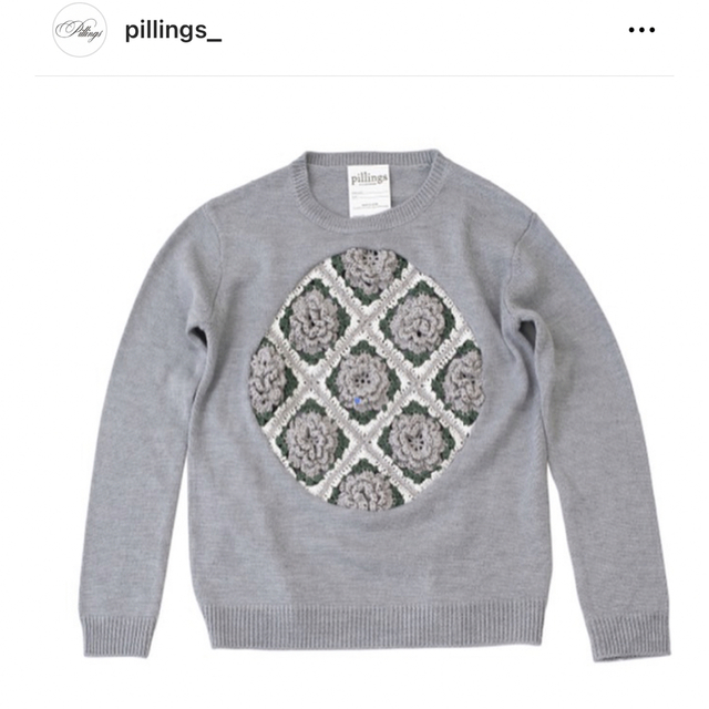 pillings flower crochet pullover グレー