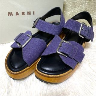 マルニ(Marni)の【良品】MARNI マルニ グリッター プラットフォーム サンダル ウッドソール(サンダル)