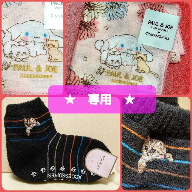 PAUL & JOE(ポールアンドジョー)の⭐専用⭐　新品　PAUL & JOE 　ハンカチ & ルームソックス エンタメ/ホビーのコレクション(その他)の商品写真