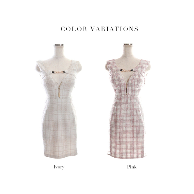 ROBE(ローブ)のローブドフルール ツイード ドレス Mサイズ ピンク レディースのフォーマル/ドレス(ナイトドレス)の商品写真