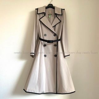 【極美品】フォクシーブティック　トレンチコート　シルク　黒　ベルト　大きいサイズ