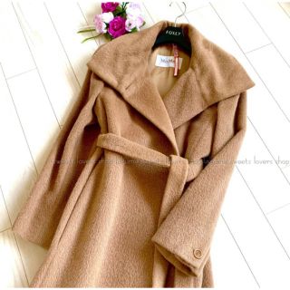 マックスマーラ(Max Mara)の白タグ キャメル色 最高級ライン 希少アルパカ混 ベルテッドコート₊⁎⁎⁺˳✧༚(ロングコート)