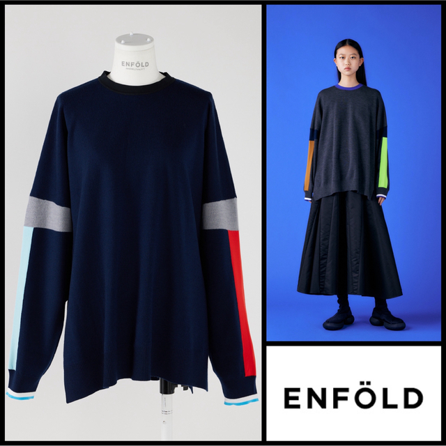 ENFOLD LINE WIDE PULLOVER 2022FW ネイビーサイズ38