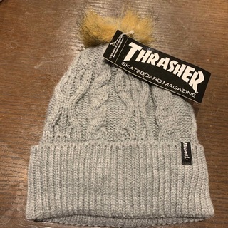スラッシャー(THRASHER)のTHRASHER スラッシャー　ニット帽　新品　未使用　タグ付き　 グレー(ニット帽/ビーニー)