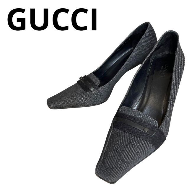 Gucci - GGキャンバス♪グッチ キャンバスパンプス⭐︎スクエアトゥ 23.5cmの通販 by flower ｜グッチならラクマ