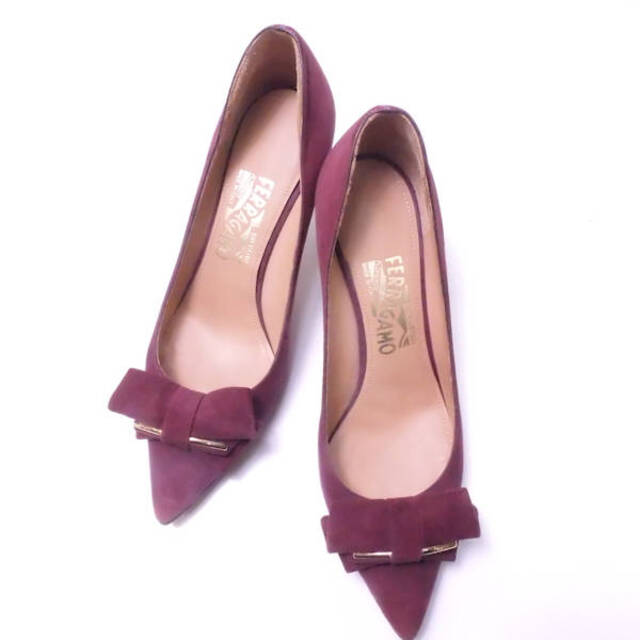 Salvatore Ferragamo ヴァラリボン ポインテッドトゥパンプス パープル 7(24.5cm) AU1000C | フリマアプリ ラクマ