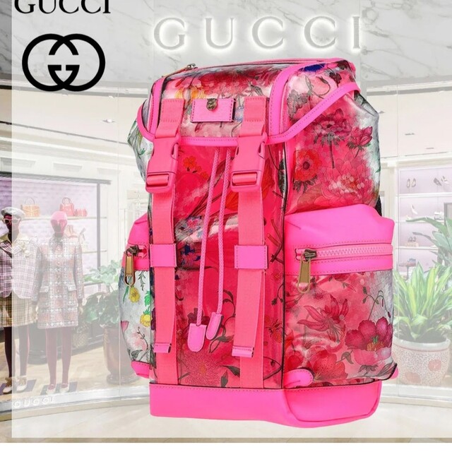 激安】 Gucci GUCCIリュック フローラルピンク - リュック+バック