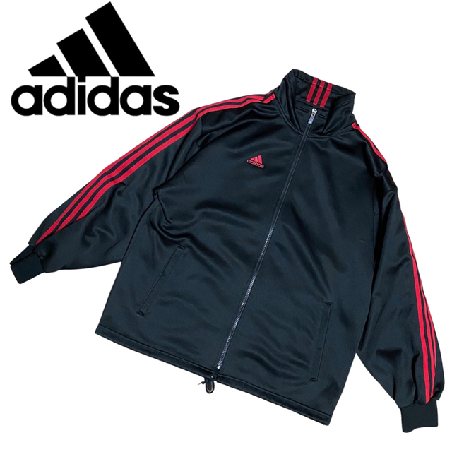 90s adidas アディダス　トラックジャケット　ジャージ　黒　三本線