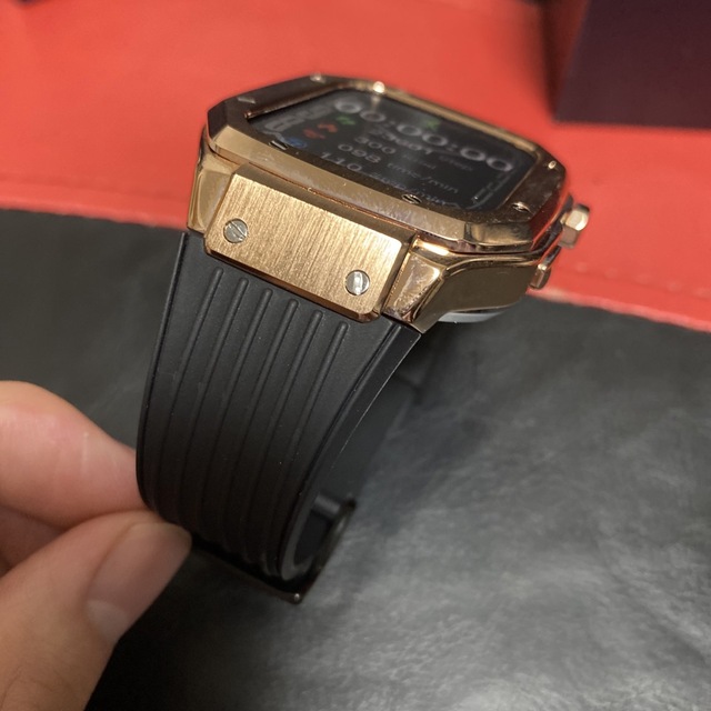 Apple Watch(アップルウォッチ)のアップルウォッチ　高級ステンレスケースカバー ラバーバンド メンズの時計(金属ベルト)の商品写真