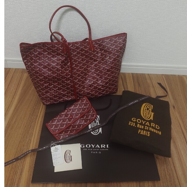 ゴヤール GOYARD サンルイ PM トートバッグ レザー ポーチ付き 茶