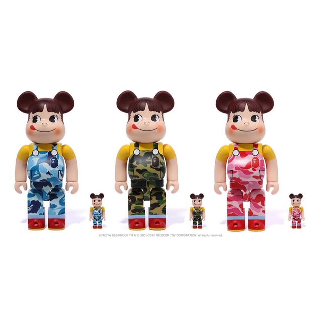 値引 BE@RBRICK グリーン/ピンク/ブルー100%&400% ペコちゃん 不二家 ...