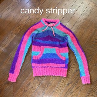 キャンディーストリッパー(Candy Stripper)の美品　y2k candy stripper カラフルポップのマフポケットセーター(ニット/セーター)