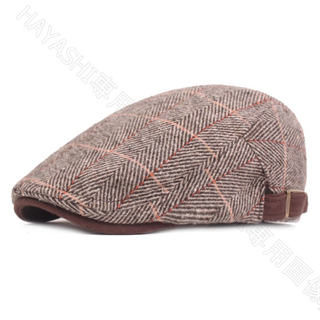 ベレー帽　ハンチング 帽子 レトロフレンチ キャップ   チェック柄 男女兼用(ハンチング/ベレー帽)