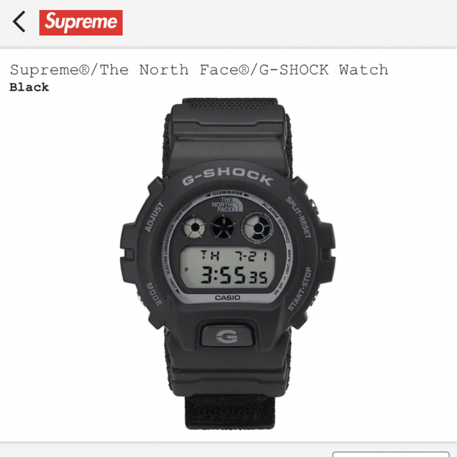 supreme north face gshock ブラック