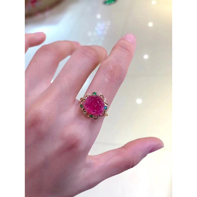 ⭐︎【高級】トルマリン リング k18 2.8g acaiartesanal.com.br