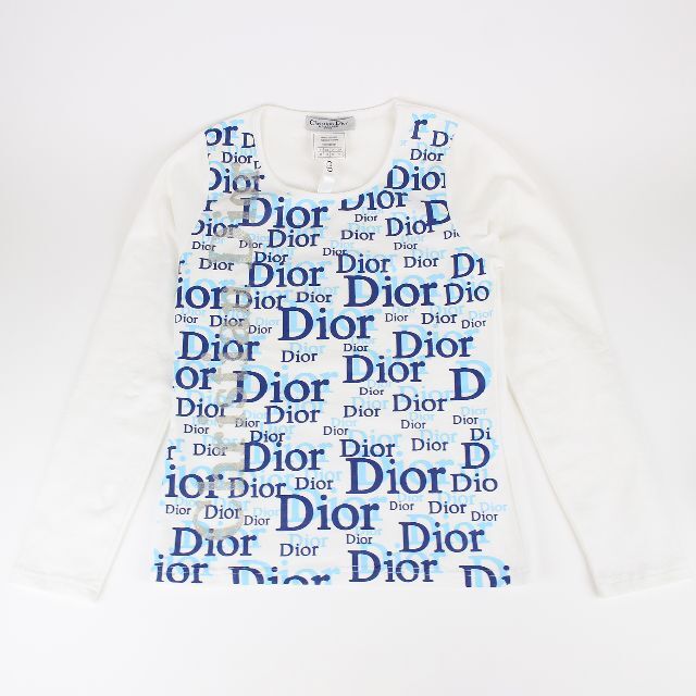 Christian Dior ディオール 長袖 ホワイト ブルー 新品同様 Christian Dior 注文割引