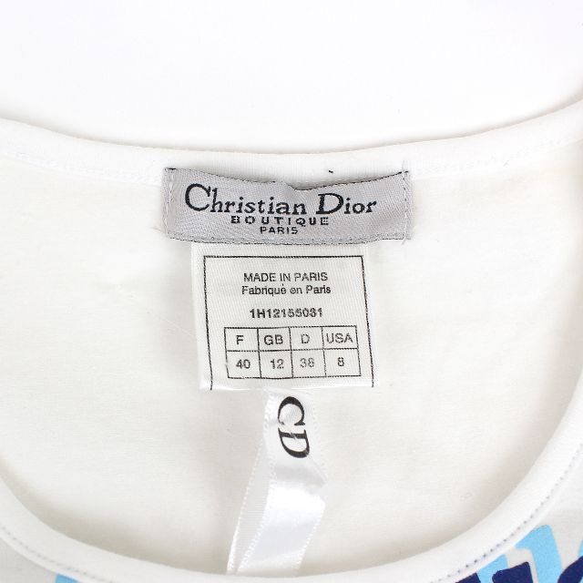 Christian Dior(クリスチャンディオール)のChristian Dior ディオール 長袖 ホワイト ブルー 新品同様 レディースのトップス(Tシャツ(長袖/七分))の商品写真
