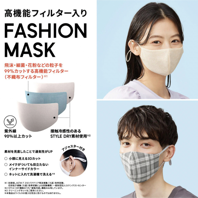 GU(ジーユー)の高機能フィルター入りFASHION MASK(STYLE DRY素材使用)レース インテリア/住まい/日用品の日用品/生活雑貨/旅行(日用品/生活雑貨)の商品写真