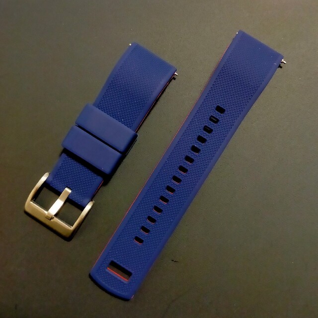 腕時計バンド　ラバーベルト ネイビー(裏面レッド) ラグ幅22mm(22ミリ) メンズの時計(ラバーベルト)の商品写真