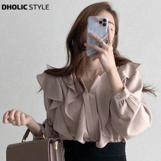 ディーホリック(dholic)の新品未使用　DHOLIC フリルブラウス(シャツ/ブラウス(長袖/七分))