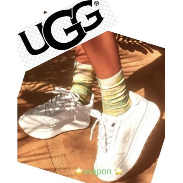 完売しました。。。。。。美品✨23✨UGG✨マリーンレース ロゴ✨厚底スニーカー