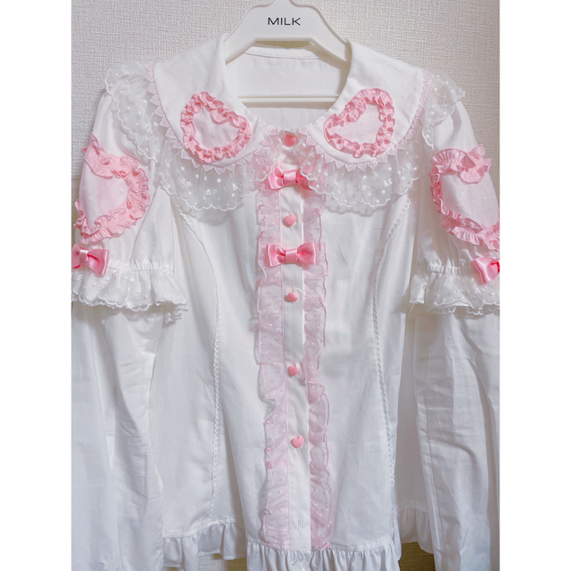 Angelic Pretty(アンジェリックプリティー)のAngelic Pretty Frill Heart付け袖ブラウス シロ レディースのトップス(シャツ/ブラウス(長袖/七分))の商品写真