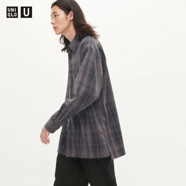 UNIQLO U フランネルオーバーサイズチェックシャツ(長袖)