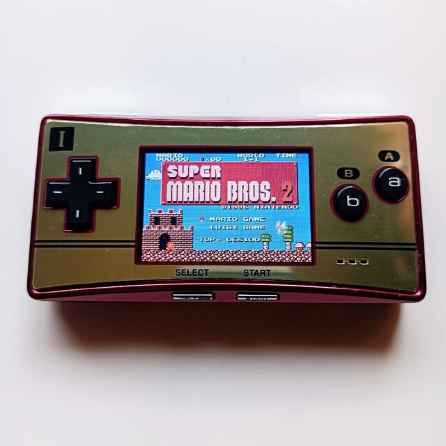 ゲームボーイアドバンス(ゲームボーイアドバンス)のゲームボーイミクロ ファミコン 充電ケーブル付 ソフト2本付 GBA エンタメ/ホビーのゲームソフト/ゲーム機本体(携帯用ゲーム機本体)の商品写真