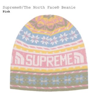 シュプリーム(Supreme)のシュプリーム　The North Face Beanie　ピンク(ニット帽/ビーニー)