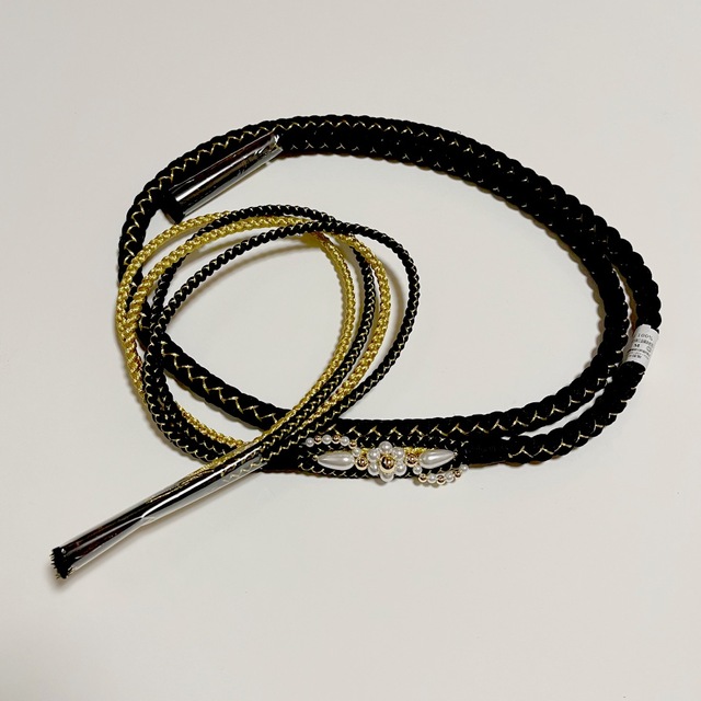 振袖用 帯締め✨帯締め黒✨黒と金色4本細紐