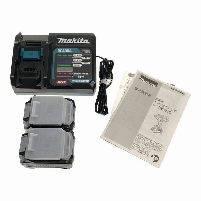 ☆未使用品☆makita マキタ 40Vmax 充電式インパクトレンチ TW001GRDX バッテリー2個(BL4025 2.5Ah)付き 充電器(DC40RA)付き 61794