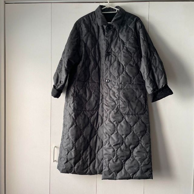 K Gauze# ドット 水玉 コート ロング キルティング リバーシブル