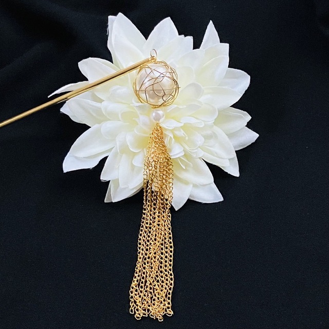 成人式髪飾り　プリザーブドフラワーピンク　水引　金箔　結婚式　卒業式　振袖　袴