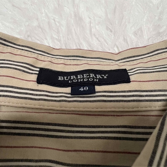 BURBERRY(バーバリー)の【美品】Burberry バーバリー  シャツ ストライプ ロゴ レディースのトップス(シャツ/ブラウス(長袖/七分))の商品写真