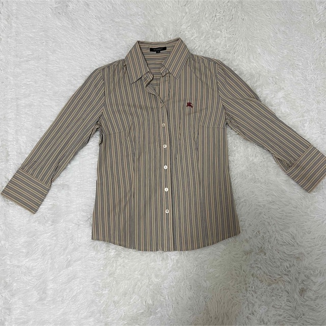 BURBERRY(バーバリー)の【美品】Burberry バーバリー  シャツ ストライプ ロゴ レディースのトップス(シャツ/ブラウス(長袖/七分))の商品写真