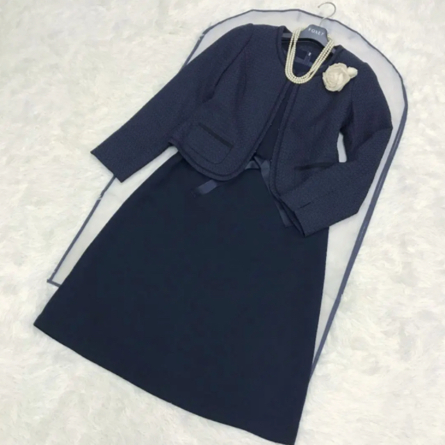 フォーマル/ドレス美品☆濃紺 ワンピーススーツ　サイズ 9